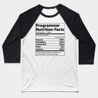 Programmer Nutrition Facts Baseball T-Shirt